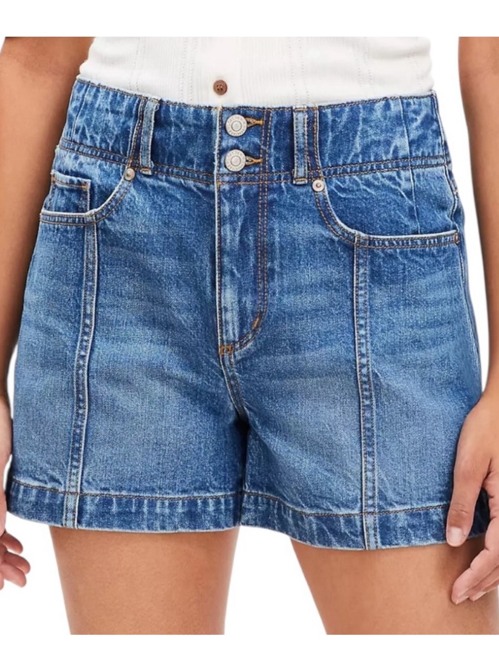 LOFT high rise front seamed denim shorts 8/29